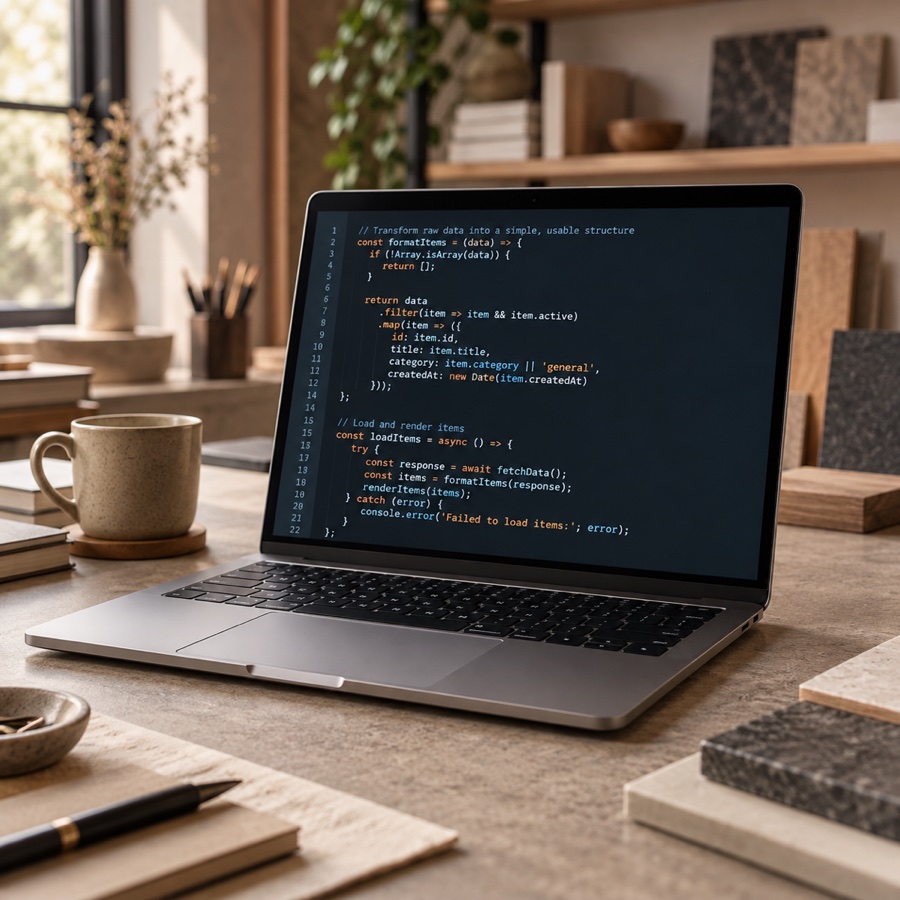 Programmeur werkt aan code in een warme studio
